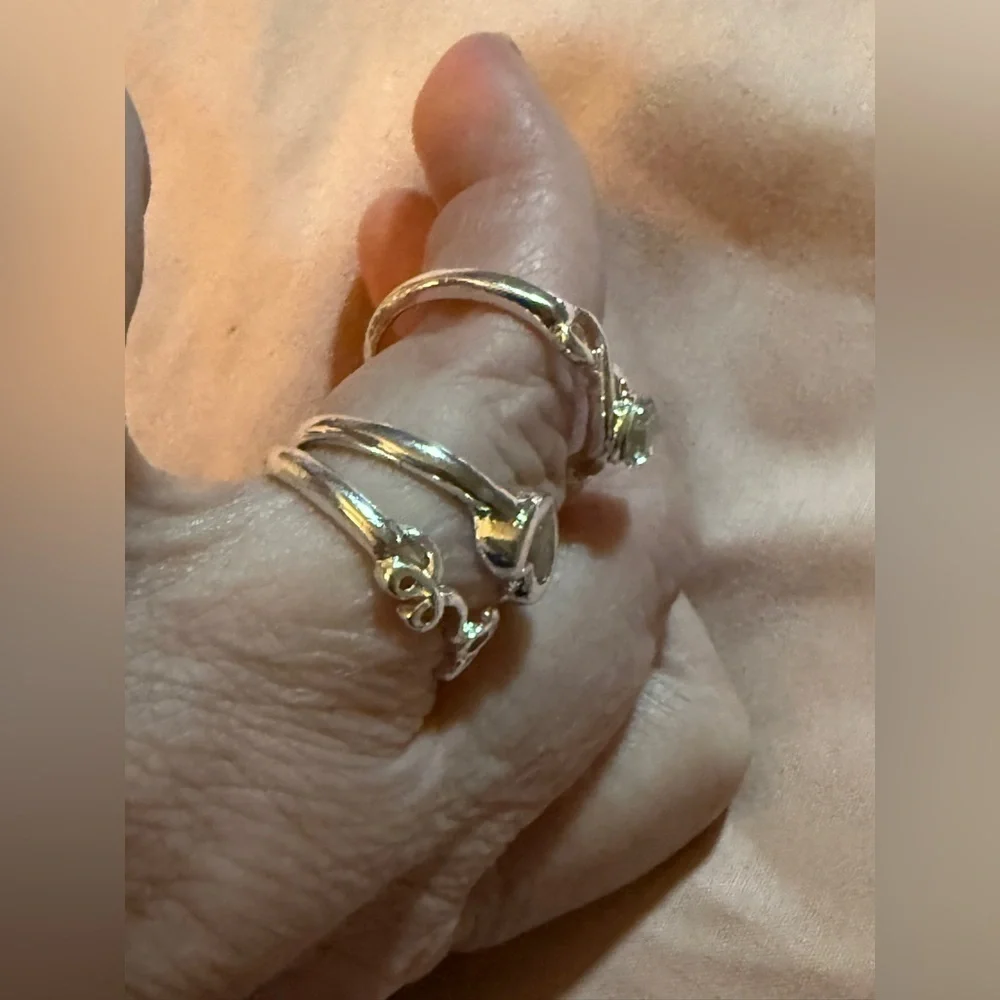 Silver-Tone Love Ring Set